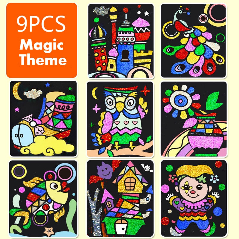 Kit Dessin Transfert Magique DIY Enfant – Peinture Cartoon 20x17cm, Jouet Éducatif Créatif, Cadeau Enfant