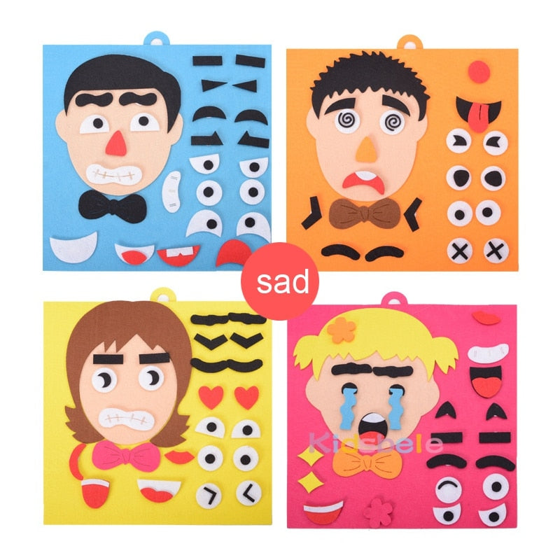 Puzzle Créatif Expressions du Visage DIY 30×30cm – Garçon, Fille, Papa ou Maman, Jeu Éducatif Enfant, Cadeau Famille