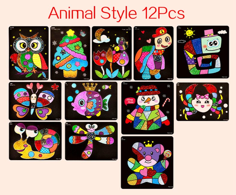 Kit Dessin Transfert Magique DIY Enfant – Peinture Cartoon 20x17cm, Jouet Éducatif Créatif, Cadeau Enfant