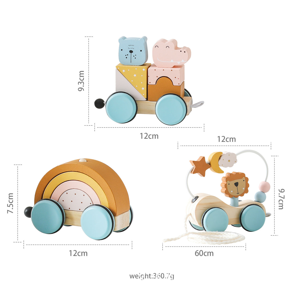 Train en Bois Montessori Chiffres – 2 Tailles au Choix, Chariot Bébé, Éveil & Apprentissage, Cadeau Naissance Anniversaire