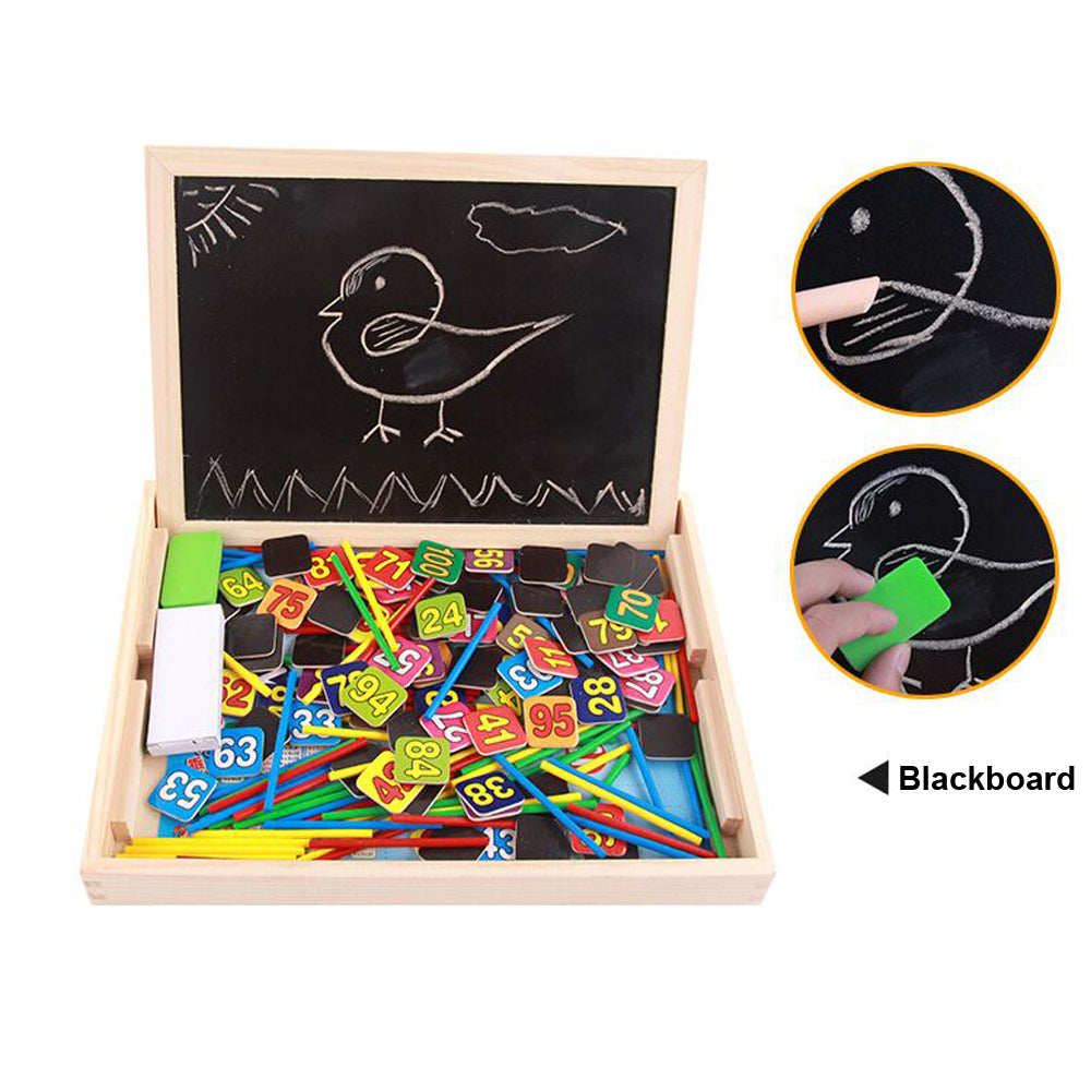 Boîte de Maths Éducative en Bois – 40 Pièces, Comptage, Association, Baguettes & Tableau Noir, Dès 4 Ans, Cadeau Enfant