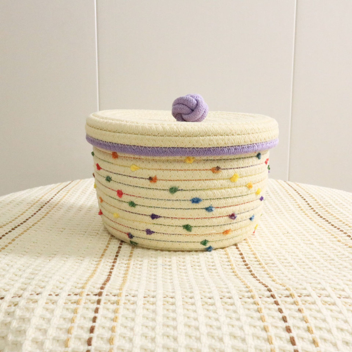 Panier de Rangement Tressé en Coton – Bureau & Cosmétiques, 18x13,5x21,6cm, Coloris Crème, Décoration Maison