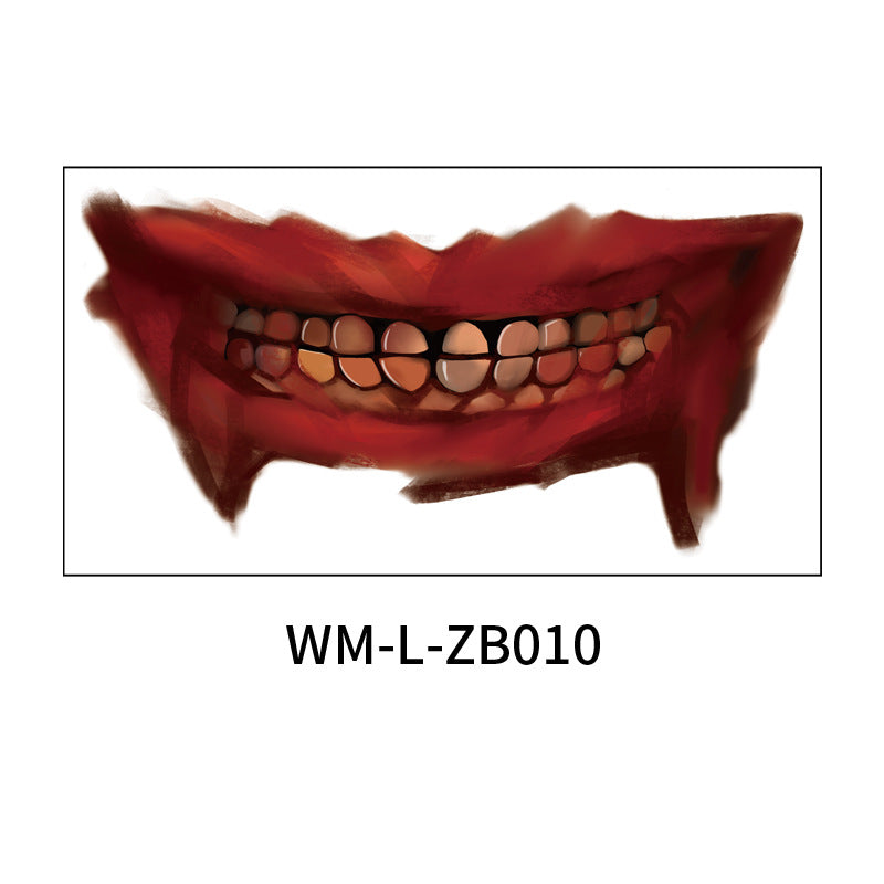 Stickers Tatouage Bouche Halloween – Maquillage Lèvres Horreur DIY, 10 Modèles, Coloris ou Noir & Blanc, Soirée Déguisée