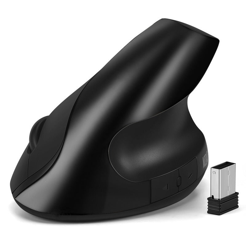 Souris Sans Fil Ergonomique 2.4G Silencieuse Rechargeable – Verticale & Tenue en Main, Optique, Or Gris Noir, PC & Laptop