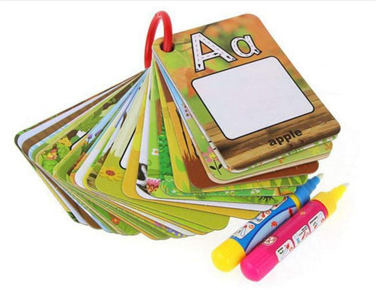 Cartes Magiques À L’Eau – 26 Cartes Alphabet Anglais + 2 Stylos, Dessin Réutilisable Non-Toxique, Éveil Dès 3 Ans, Cadeau Enfant