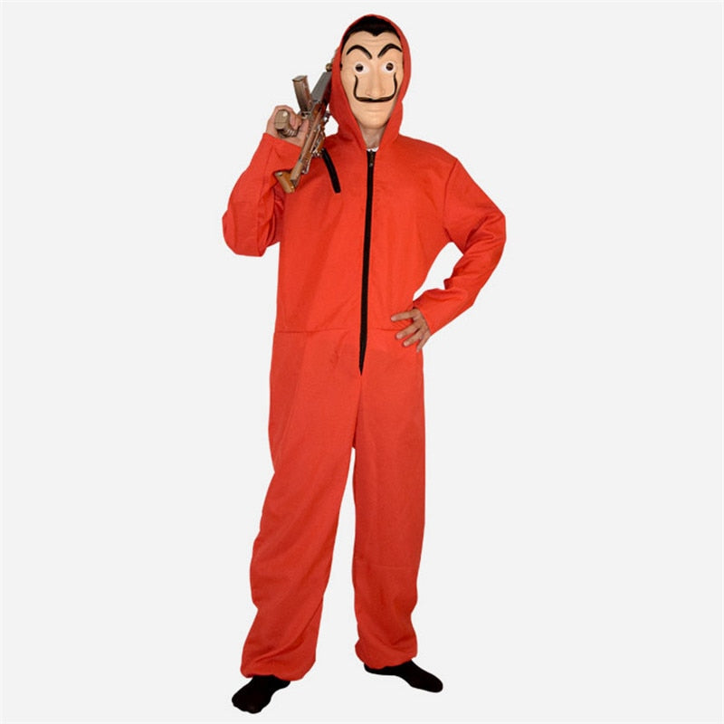 Costume Salvador Dalí La Casa de Papel – Déguisement Halloween & Cosplay Money Heist, Combinaison + Masque, Adulte & Enfant