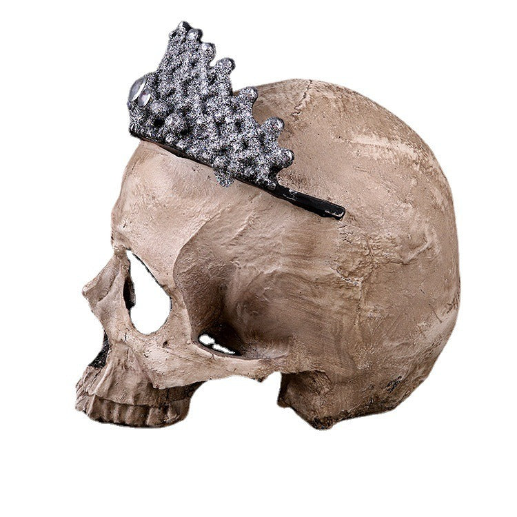 Crâne Couronne en Résine – Décoration Halloween & Gothique Chic, Modèle Princesse