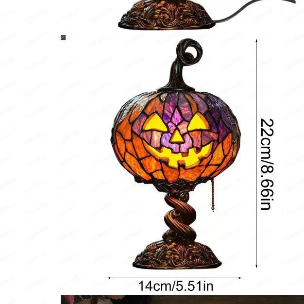 Lampe de Table Halloween Citrouille Lumineuse – Résine, Fantômes & Chauves-Souris, Décoration Intérieure, Cadeau Halloween
