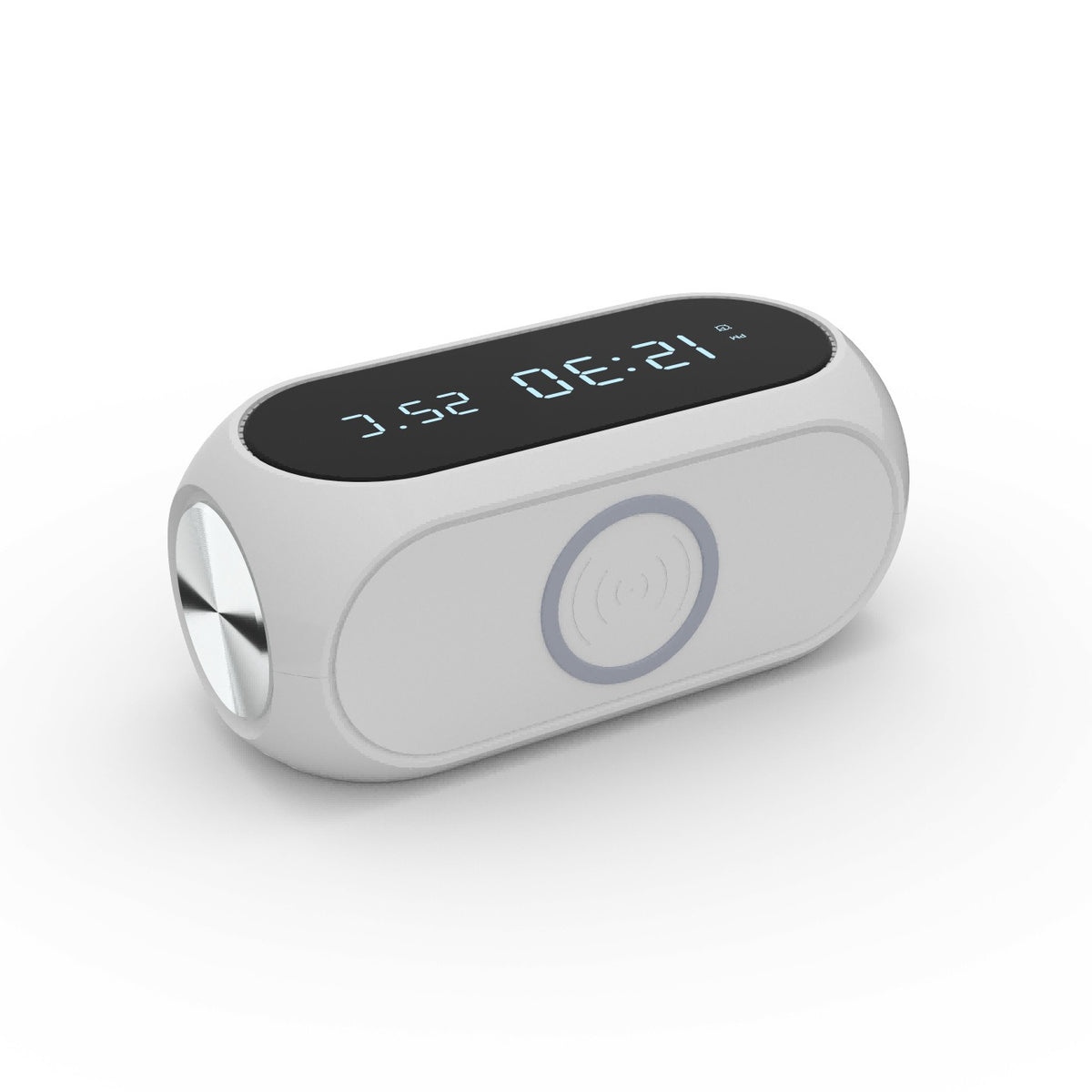 Station de Charge Sans Fil 15W – Réveil, Thermomètre & Affichage Heure, Chargeur Induction Rapide, Blanc ou Noir