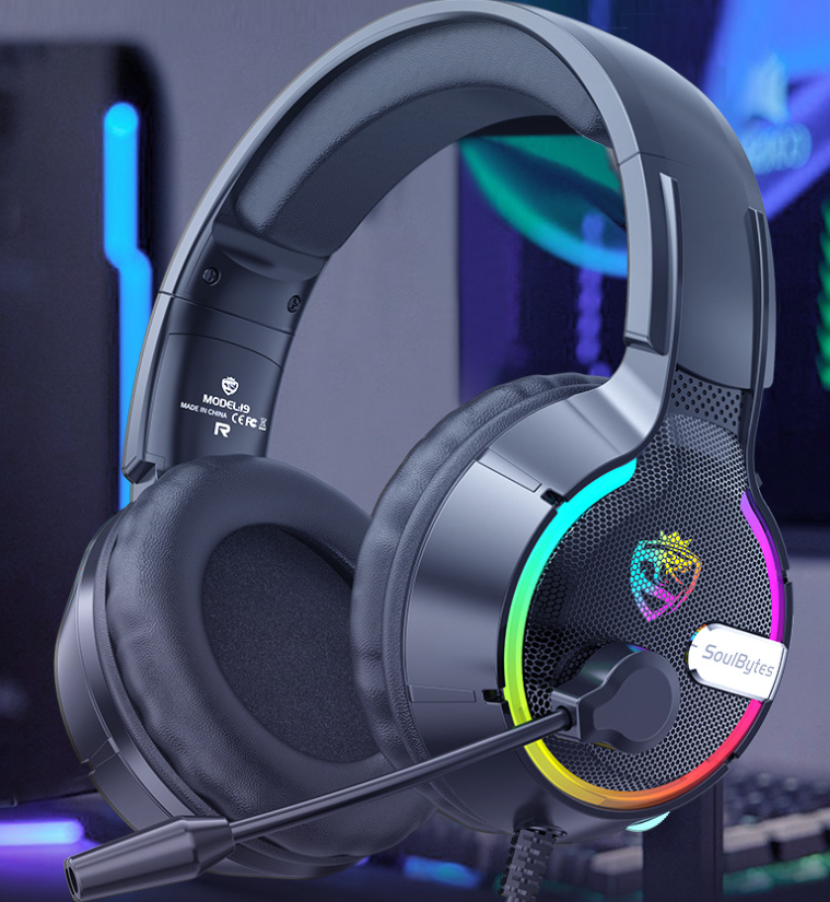 Casque Gaming Filaire RGB Soulbytes S19 – Haut-Parleur 50mm, Micro, Coussinets Simili-Cuir, Compatible PC PS4 PS5 Xbox