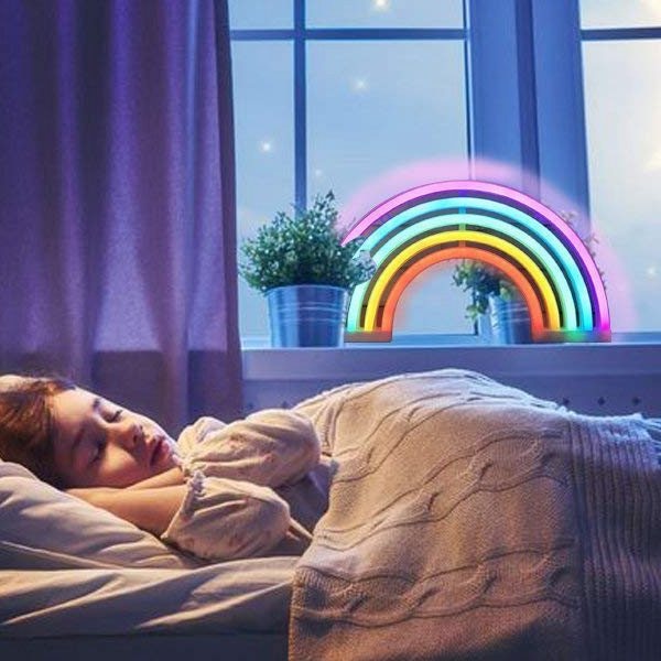 Enseigne Néon LED Arc-en-Ciel – Décoration Murale Intérieure, Chambre, Bureau & Noël, 30×16cm