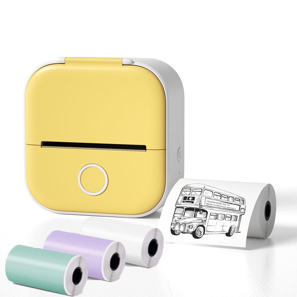Mini Imprimante Thermique Bluetooth Portable – T02, 6 Coloris, Papier 53x30mm, Batterie Lithium, Étiquettes & Photos