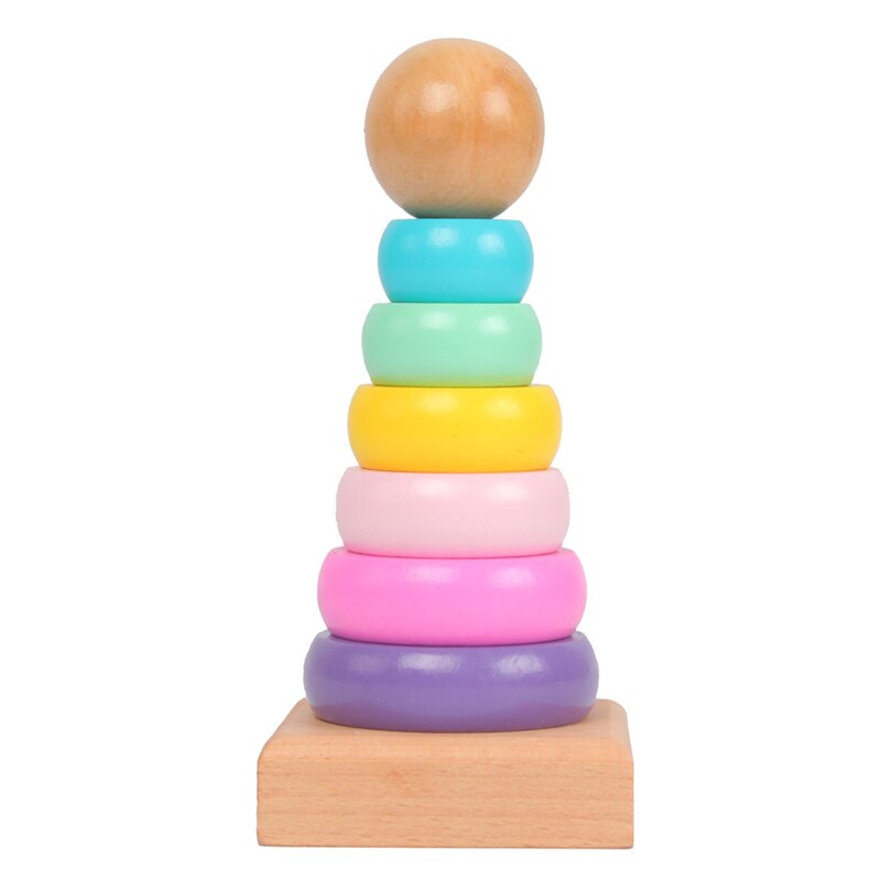 Jouet d’Éveil Bébé Tasses & Anneaux à Empiler – Bois & Plastique, Couleurs Arc-en-ciel, Motricité & Logique, Cadeau Naissance