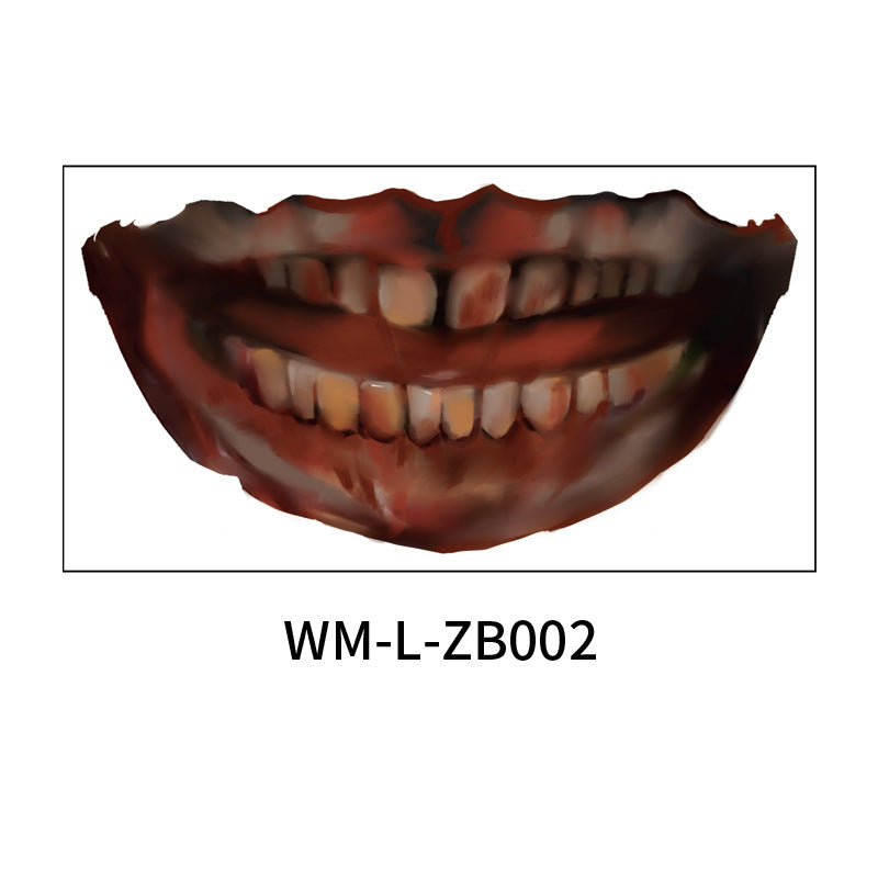 Stickers Tatouage Bouche Halloween – Maquillage Lèvres Horreur DIY, 10 Modèles, Coloris ou Noir & Blanc, Soirée Déguisée