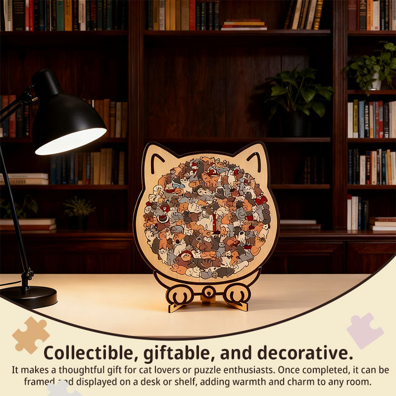 Puzzle 135 Pièces Silhouette Chat – Pièces Forme Patte, Décoration & Cadeau, 4 Palettes de Couleurs