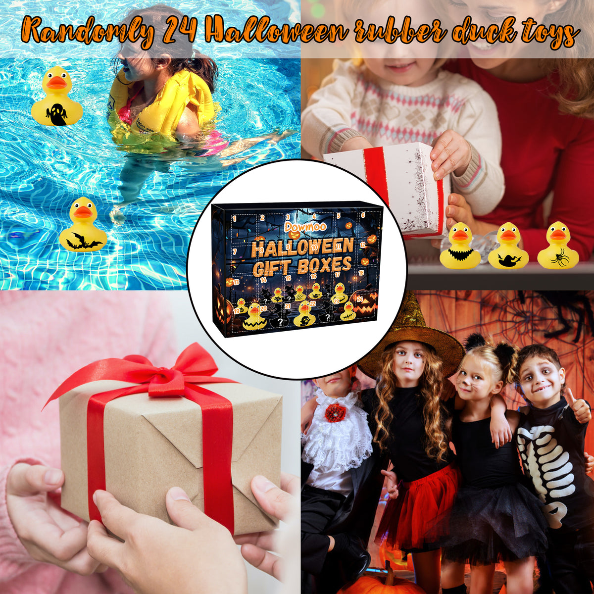 Blind Box Canards Halloween – Calendrier de l’Avent 24 Cases, Surprise Découverte, Jouet Caoutchouc TPR, Cadeau Original