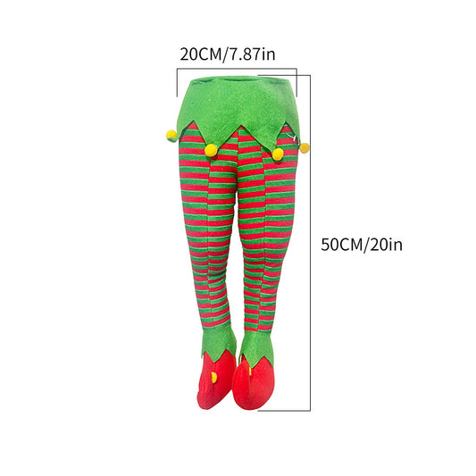 Jambes Décoratives Sapin de Noël – Style Elfe ou Père Noël, Non-Tissé, Déco Originale et Humoristique, Cadeau Noël