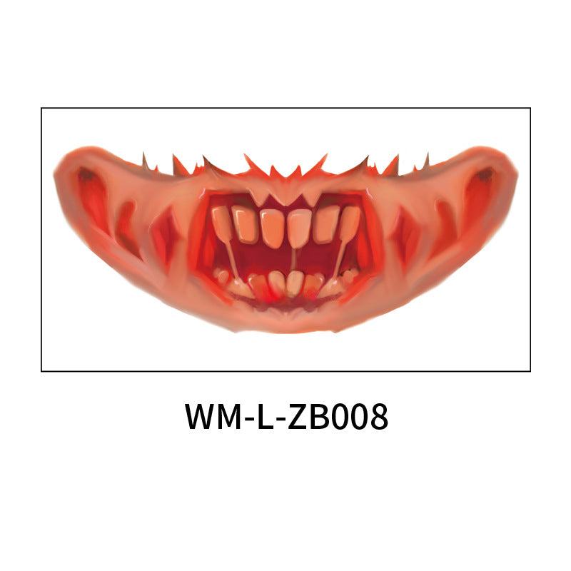 Stickers Tatouage Bouche Halloween – Maquillage Lèvres Horreur DIY, 10 Modèles, Coloris ou Noir & Blanc, Soirée Déguisée