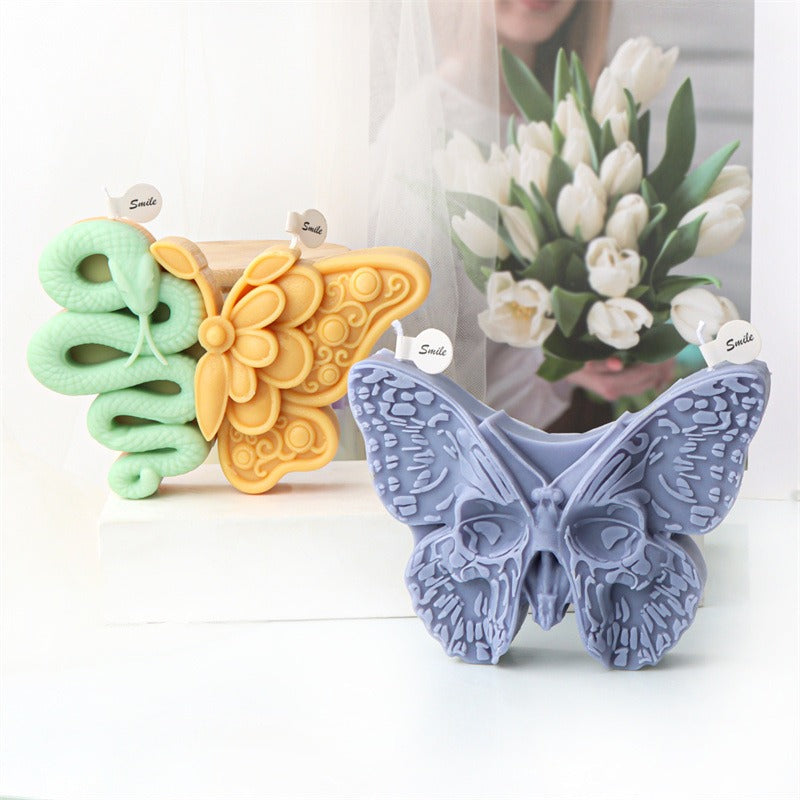 Moule Silicone Bougie & Gâteau – 2 Motifs Fleurs ou Squelette, Blanc Cassé, Déco Halloween & Loisirs Créatifs