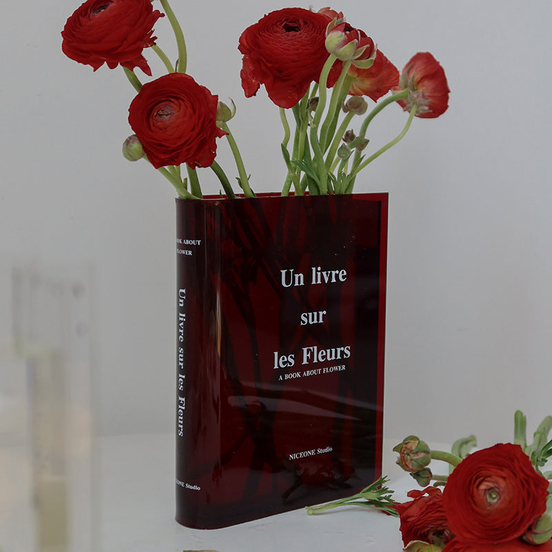Vase Décoratif en Acrylique – Fleurs, Maquillage & Déco Bureau | Bleu, Marron, Rouge, Transparent