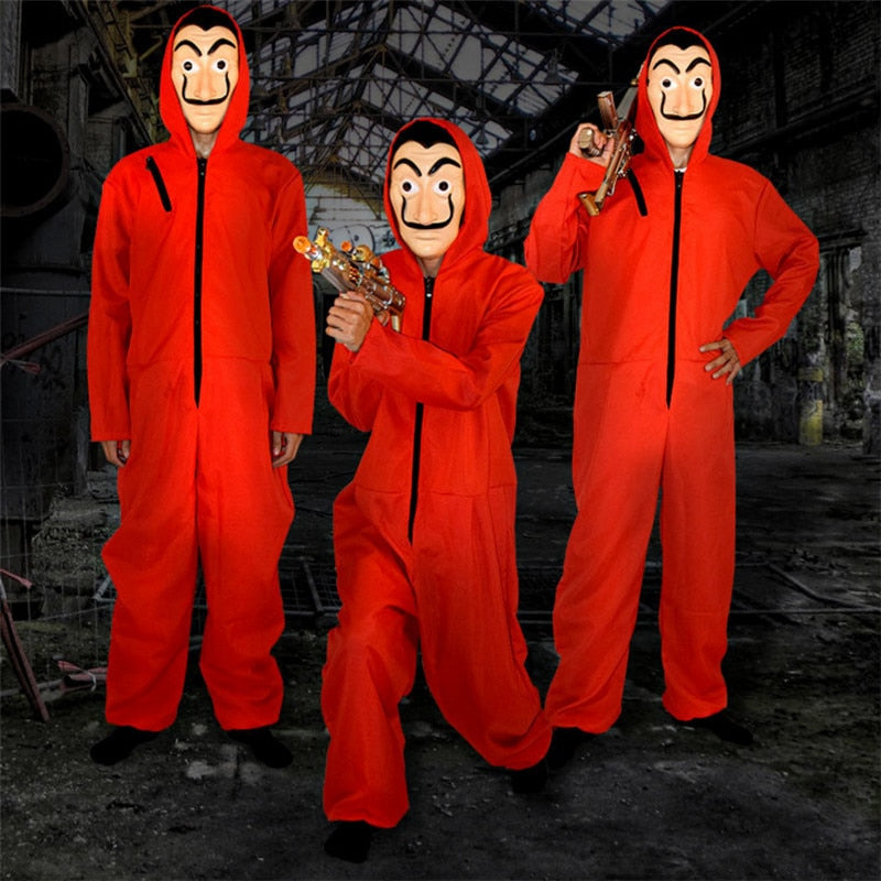 Costume Salvador Dalí La Casa de Papel – Déguisement Halloween & Cosplay Money Heist, Combinaison + Masque, Adulte & Enfant