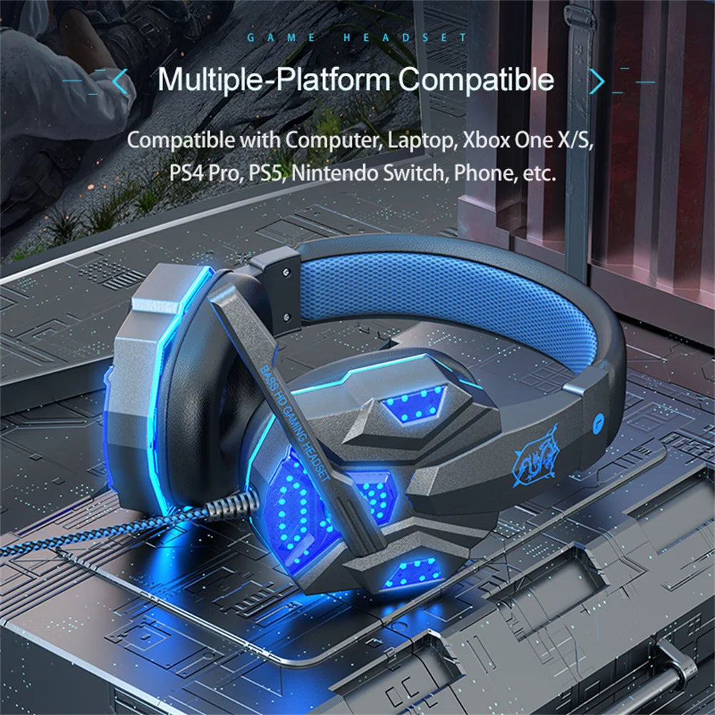 Casque Gaming Filaire PC – Micro Intégré, LED RGB, Jack 3,5mm + USB, Câble 2m, 3 Coloris, Confort Longue Durée