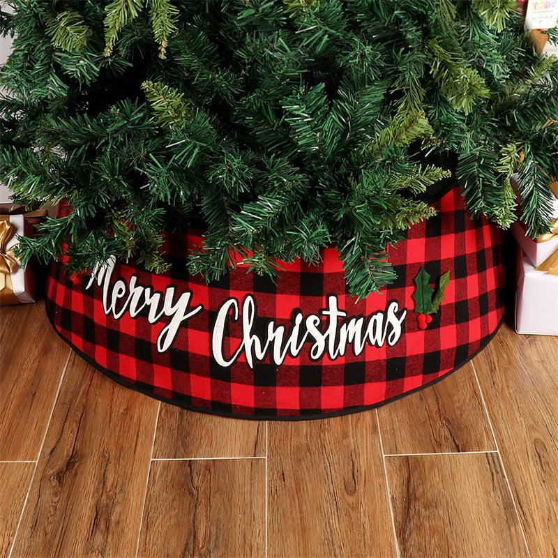 Cache-Pied de Sapin de Noël Style Vichy Noir et Rouge – Grand Format 77cm, Décoration Noël Maison Mall Hôtel, Cadeau Noël