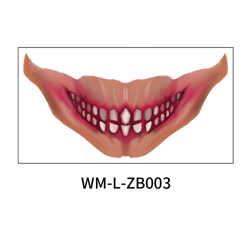 Stickers Tatouage Bouche Halloween – Maquillage Lèvres Horreur DIY, 10 Modèles, Coloris ou Noir & Blanc, Soirée Déguisée