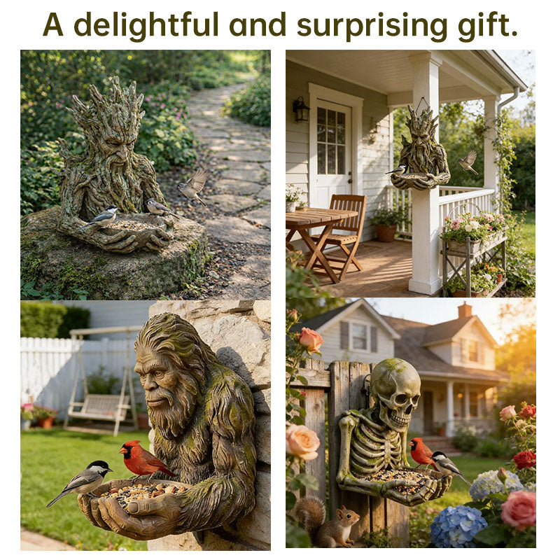 Mangeoire à Oiseaux Suspendue en Résine – Décoration Jardin Originale, 3 Designs Fantaisie