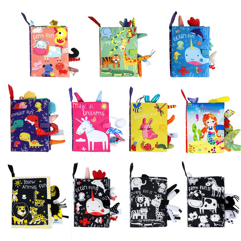 Livre Sensoriel 3D en Tissu Lavable pour Bébé 0-3 ans – Indestructible & Éveil | 9 Thèmes