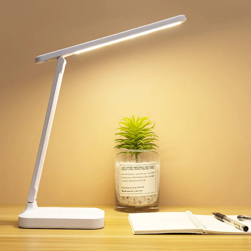 Lampe de Bureau LED Protection Oculaire – Tactile, Dimmable 3 Niveaux, Réglage Couleur, Port USB, Lecture & Chevet