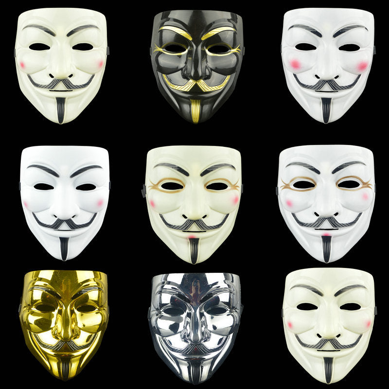 Masque V pour Vendetta – Guy Fawkes Anonymous, PVC, Noir ou Blanc, Cosplay & Halloween, 19x16 cm