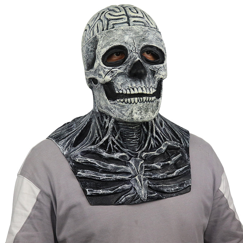Masque Crâne Squelette Halloween – Accessoire Horreur Démon Zombie, Latex, Modèle Squelette ou Chapeau