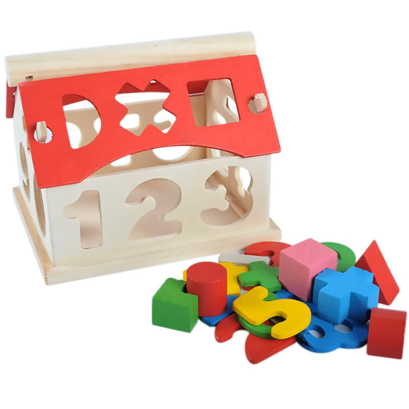 Maison de Blocs en Bois Chiffres & Lettres – Jeu de Construction Multicolore, Éveil Maths & Alphabet, Dès 2 Ans, Cadeau Enfant
