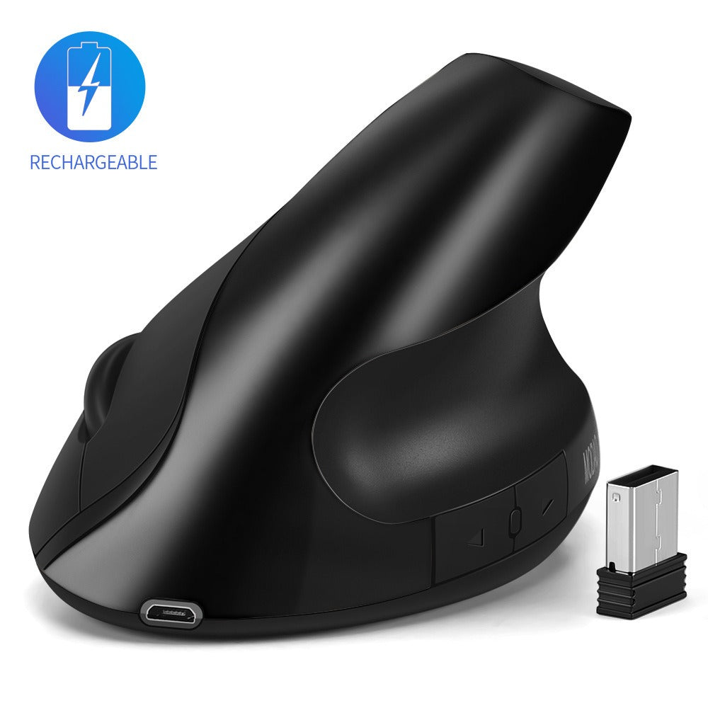 Souris Sans Fil Ergonomique 2.4G Silencieuse Rechargeable – Verticale & Tenue en Main, Optique, Or Gris Noir, PC & Laptop