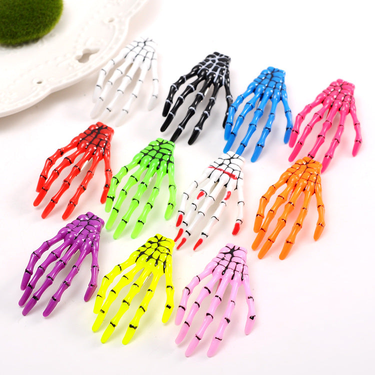 Serre-Tête Main Squelette Halloween Phosphorescent – Barrette 3D Créative, 6 Coloris, Accessoire Déguisement Fête Cosplay