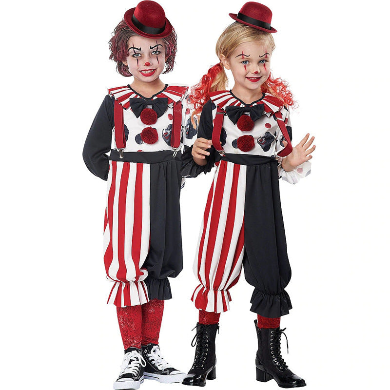 Costume Clown Fille Enfant – Déguisement Halloween & Scène, Ensemble Haut + Pantalon, Tailles S à XL