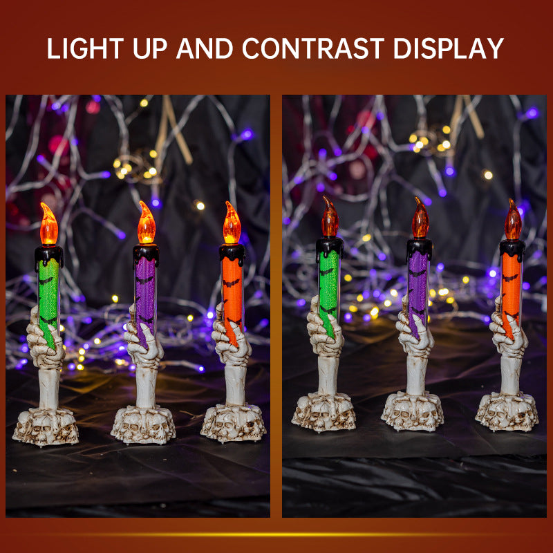 Bougie LED Crâne Larmes Halloween – Électronique Sans Fumée, Déco Maison Hantée Salle Secrète, 3 Coloris
