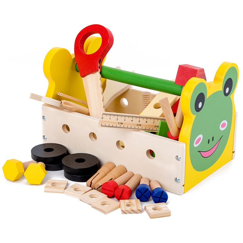 Boîte à Outils Jouet en Bois Enfant – Jeu d’Imitation Animal (Singe, Koala ou Grenouille), Développement Éducatif