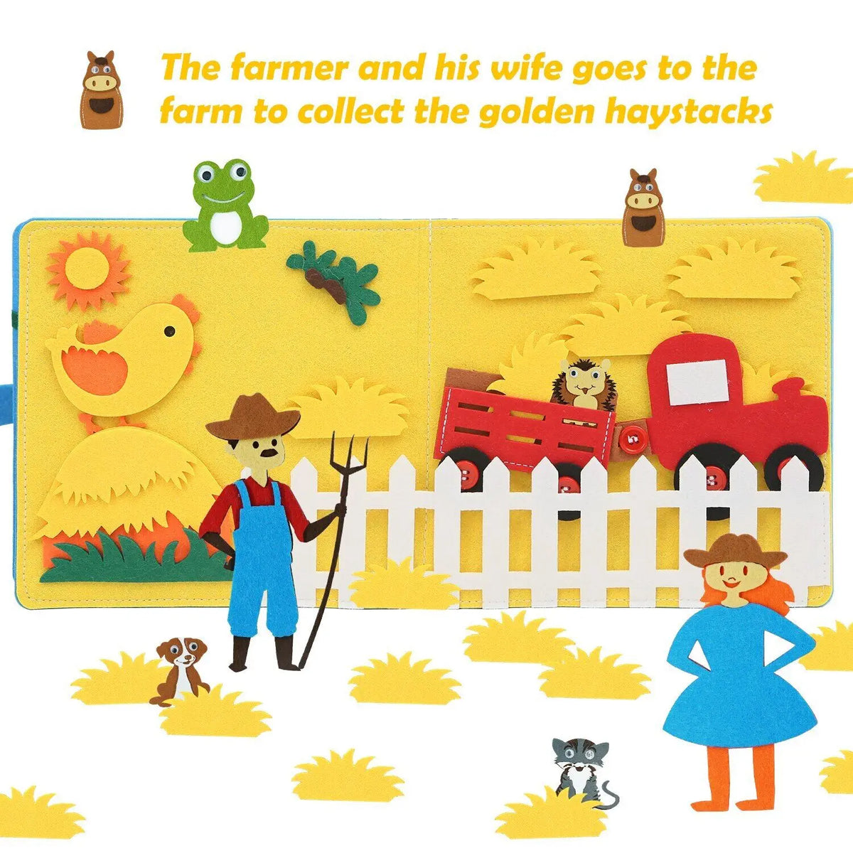 Livre Sensoriel en Feutrine Montessori – Busy Book Activités, Thème Lettres ou Ferme Animaux, Éveil & Storytelling, Cadeau Bébé Enfant