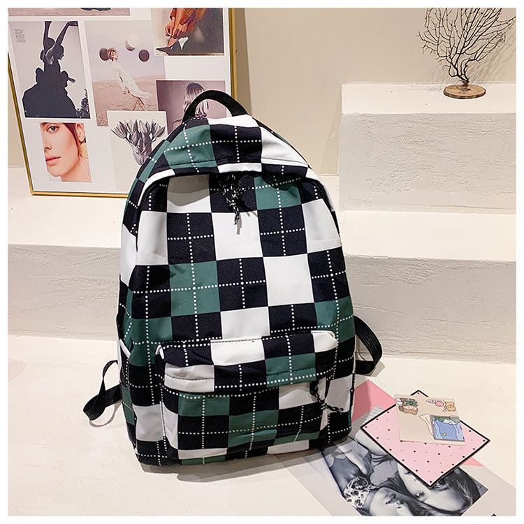Sac à Dos Canvas Carreaux Style Rétro – Grande Capacité, Lycée & Ordinateur, 4 Coloris