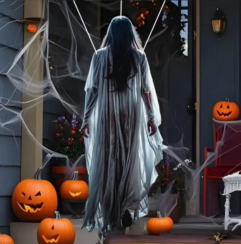 Toile Suspendue 2D Halloween Horreur – Faucheur, Dame Blanche ou Sorcière, Déco Intérieur & Extérieur, Polyester
