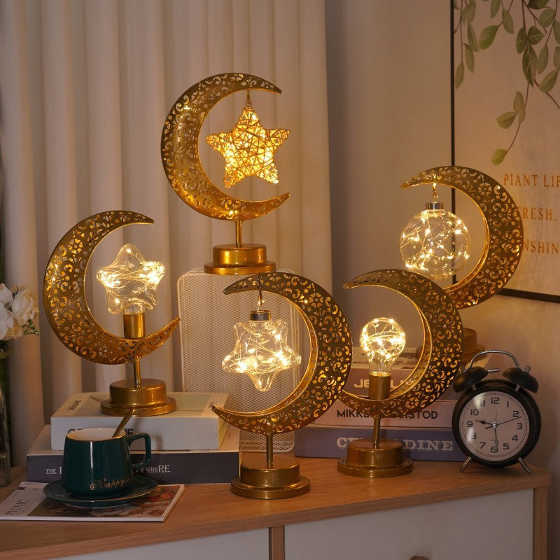 Lampe Décorative LED Filament Cuivre – 3 Formes Lune Étoile Ampoule, Lumière Blanc Chaud, Déco Chambre Bureau, Cadeau Noël