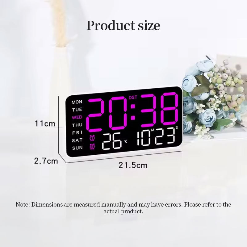 Horloge Murale LED Digitale Multifonctions – Heure Température Humidité Date Double Alarme, Rétroéclairage RGB 8 Couleurs, USB ou Piles, 3 Coloris