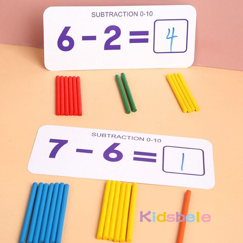 Jouet Montessori Mathématiques en Bois – Stickers Comptage, Reconnaissance des Chiffres, Éveil Préscolaire, Cadeau Anniversaire Enfant