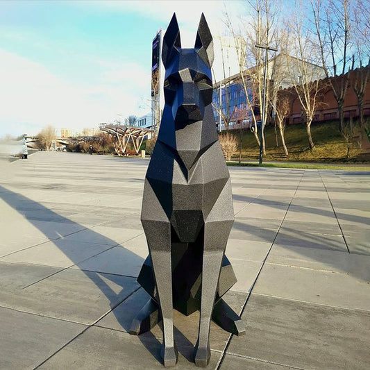 Maquette Papier Géométrique Doberman Pinscher – DIY 3D Art Mural, 2 Tailles (68cm ou 100cm), Carton Coloré, Déco Maison & Cadeau