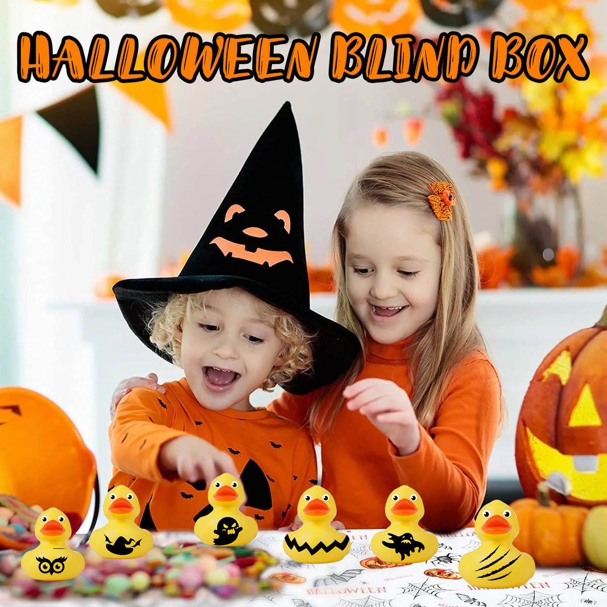 Blind Box Canards Halloween – Calendrier de l’Avent 24 Cases, Surprise Découverte, Jouet Caoutchouc TPR, Cadeau Original