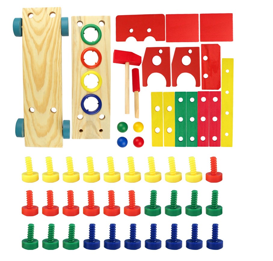 Kit Montessori Bois à Assembler – Camion ou Voiture, Écrous & Boulons DIY, Coordination Main-Œil, Bois Non Toxique, Cadeau Enfant