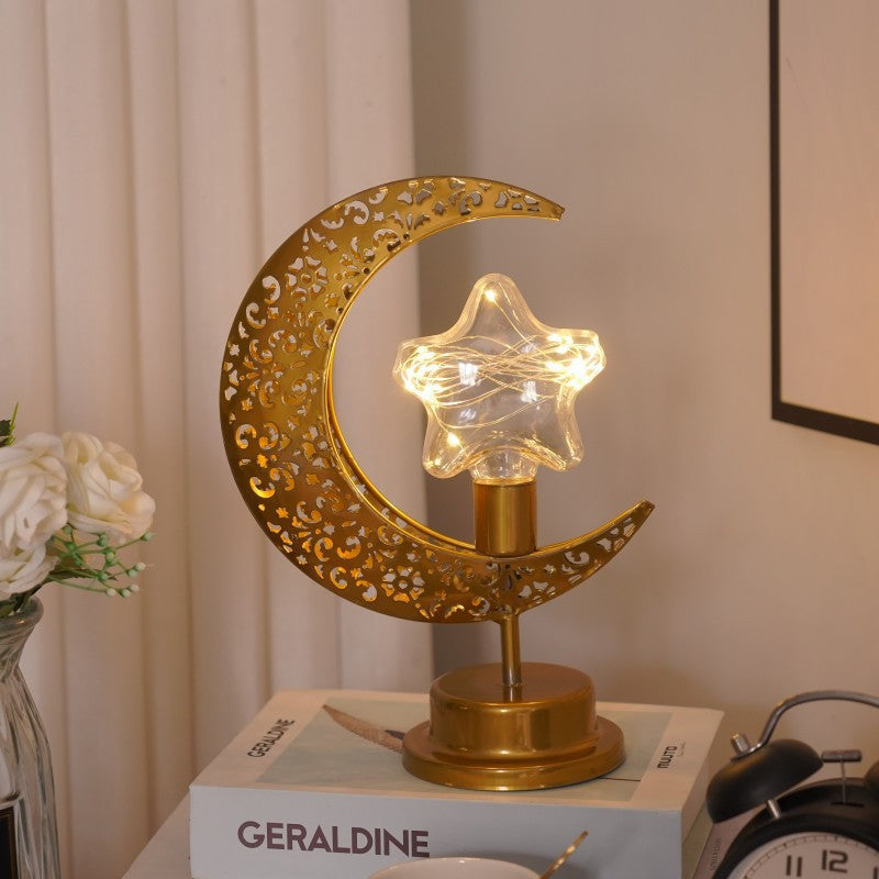 Lampe Décorative LED Filament Cuivre – 3 Formes Lune Étoile Ampoule, Lumière Blanc Chaud, Déco Chambre Bureau, Cadeau Noël