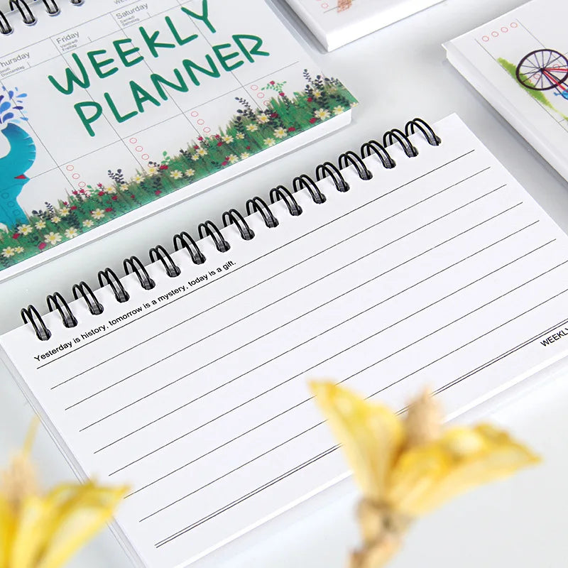 Agenda Journal Portable – Planning Hebdomadaire & Mensuel, 4 Motifs